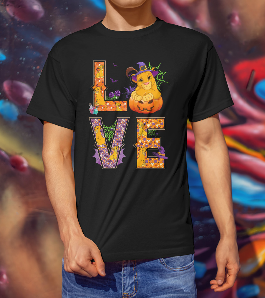 Love Halloween Simba Witch Pumpkin Spiderweb T-Shirt
