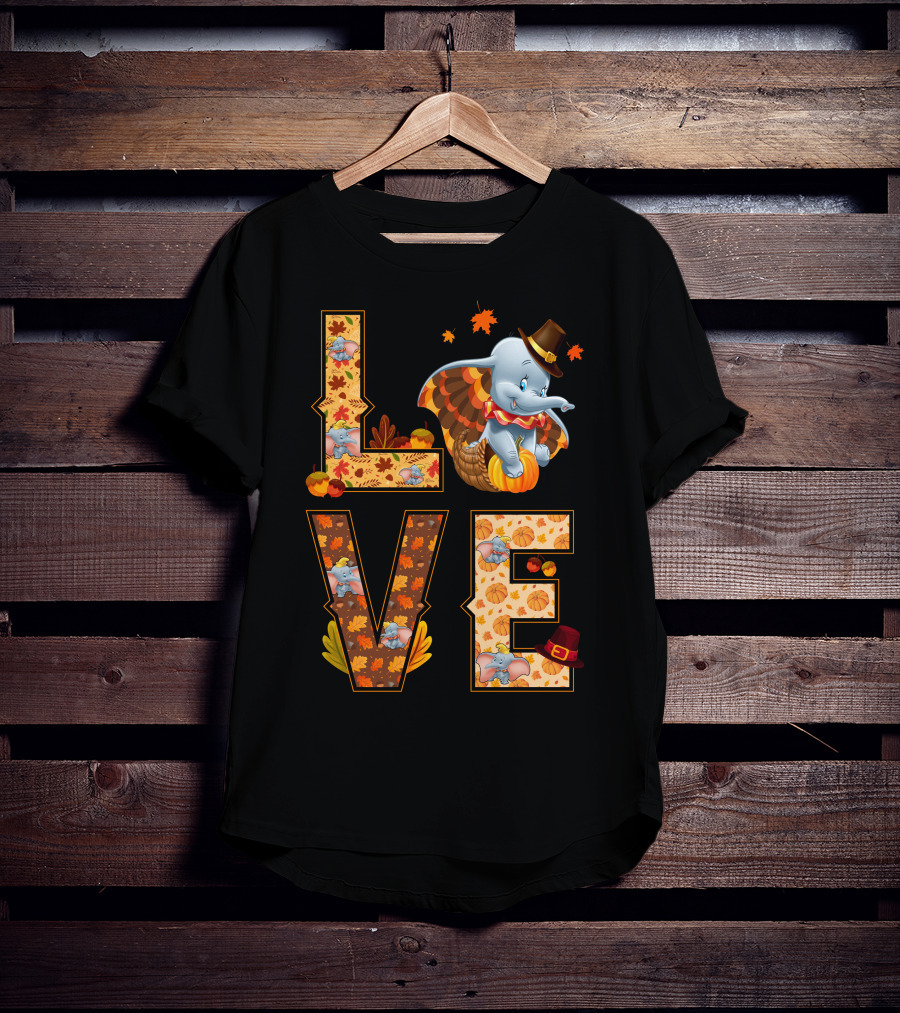 Love Dumbo Thanksgiving Autumn Theme T-Shirt