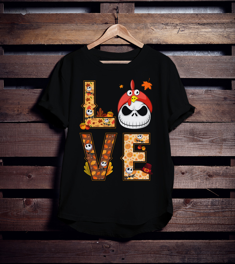 Love Jack Skellington Fall Pumpkin Thanksgiving T-Shirt