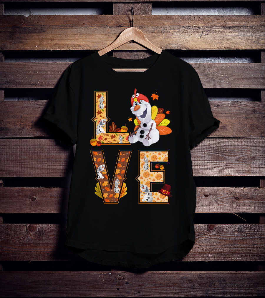 Love Olaf Thanksgiving Autumn Leaves Costume T-Shirt