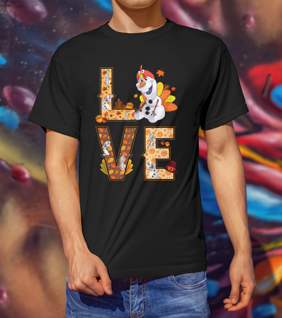 Love Olaf Thanksgiving Autumn Leaves Costume T-Shirt