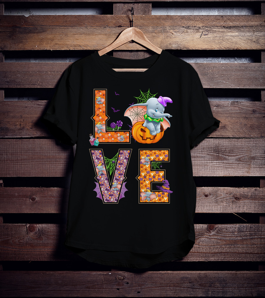 Dumbo Love Halloween Pumpkin Web Spooky Theme T-Shirt