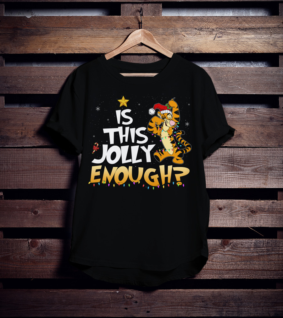 Is This Jolly Enough Tigger Christmas Santa Hat T-Shirt