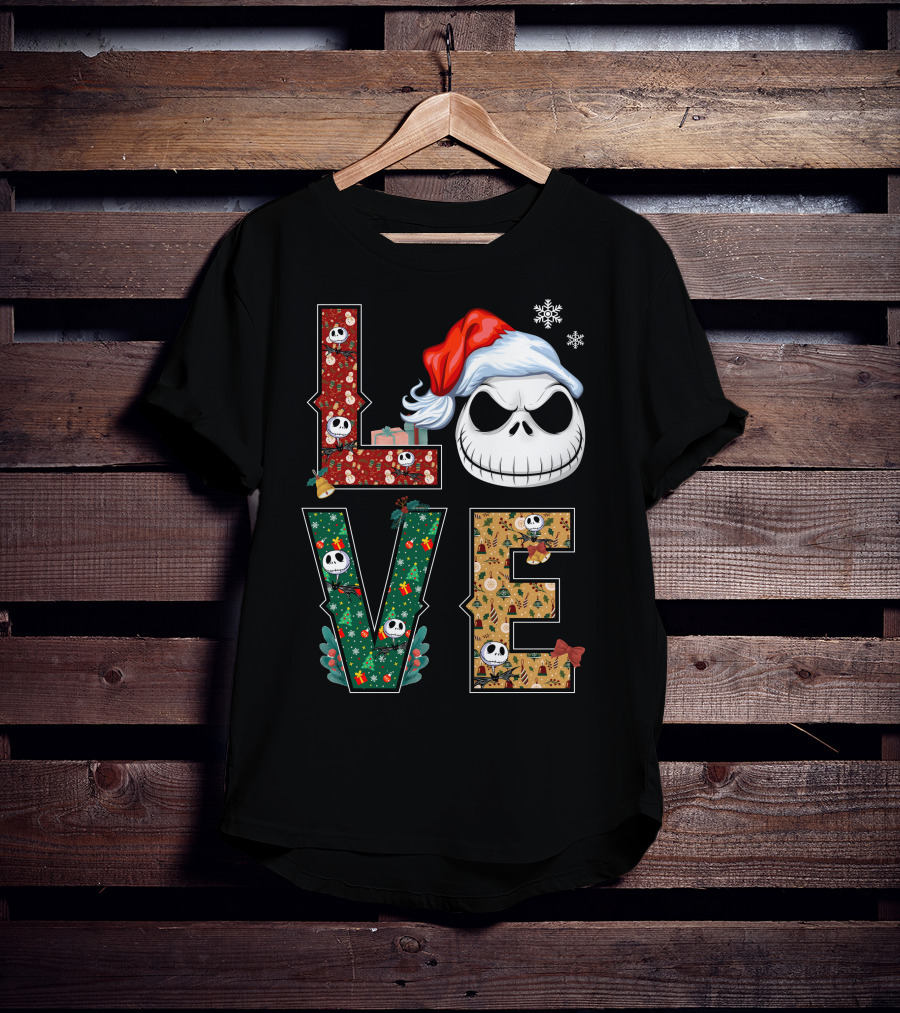 Love Jack Skellington Christmas Theme T-Shirt