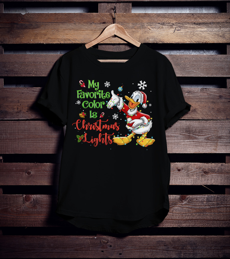 My Favorite Color Is Christmas Lights Donald Duck Snowflakes T-Shirt