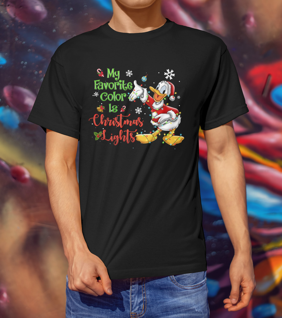 My Favorite Color Is Christmas Lights Donald Duck Snowflakes T-Shirt