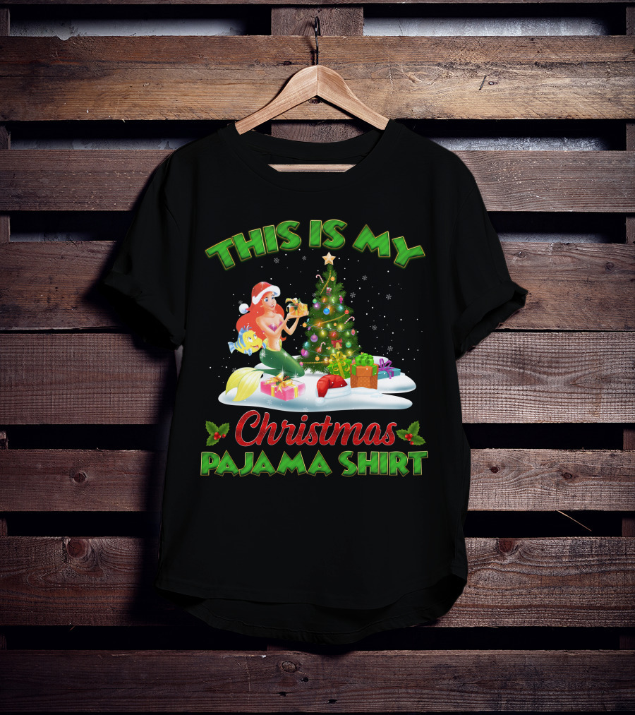 This Is My Christmas Pajama Shirt Ariel And Flounder Holiday Scene T-Shirt