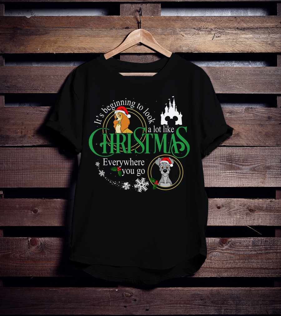 It's Beginning To Look A Lot Like Christmas Everywhere You Go Lady And The Tramp T-Shirt