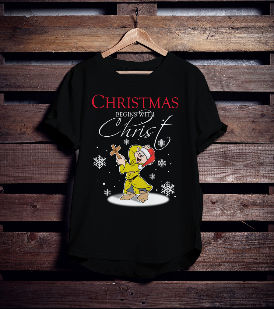Christmas Begins With Christ Dopey Snowflakes T-Shirt