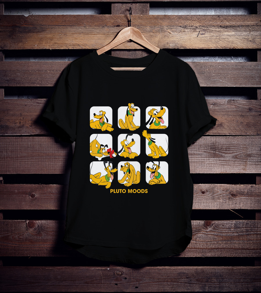 Pluto Moods Cartoon Character Expressions Collection T-Shirt