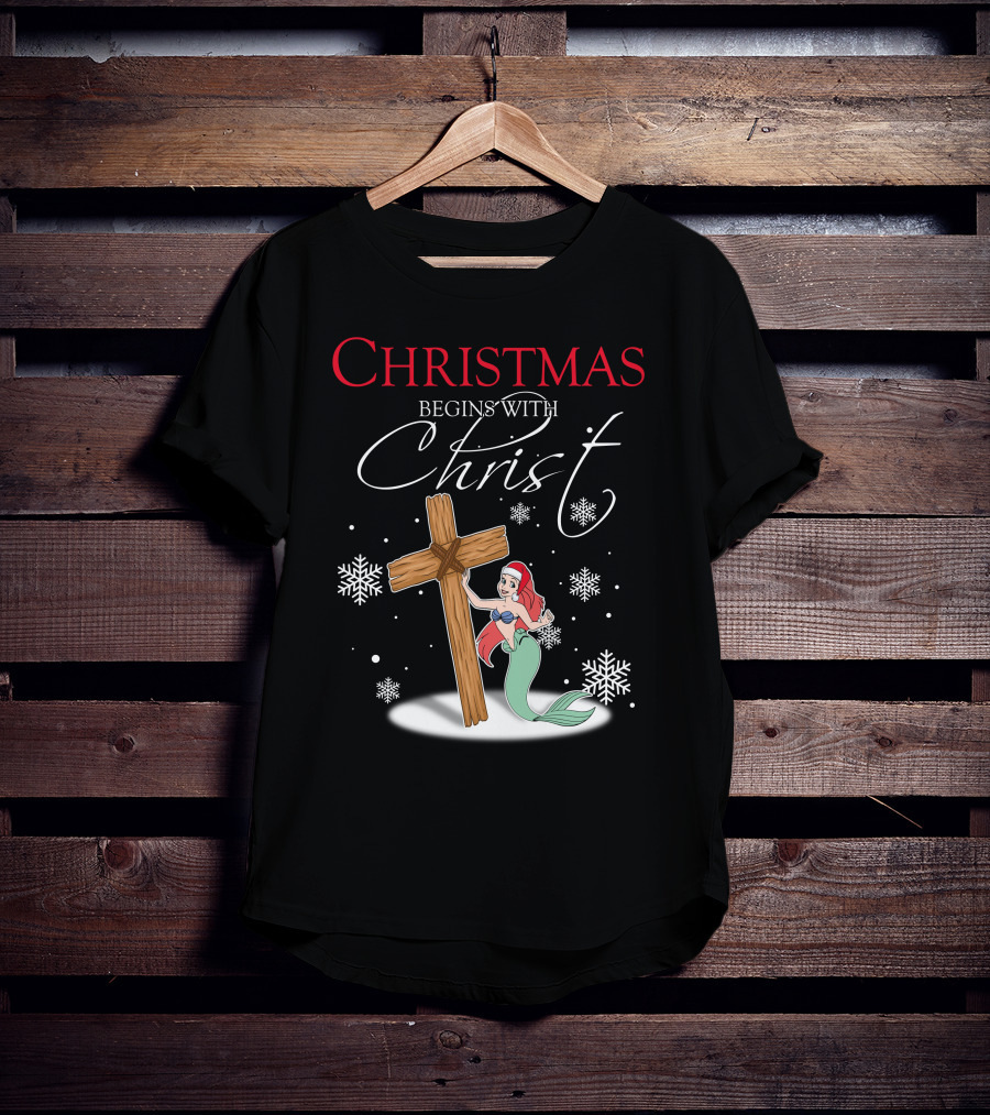Christmas Begins With Christ Ariel T-Shirt