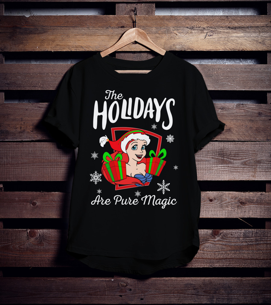 The Holidays Are Pure Magic Snowflakes Presents Santa Hat T-Shirt
