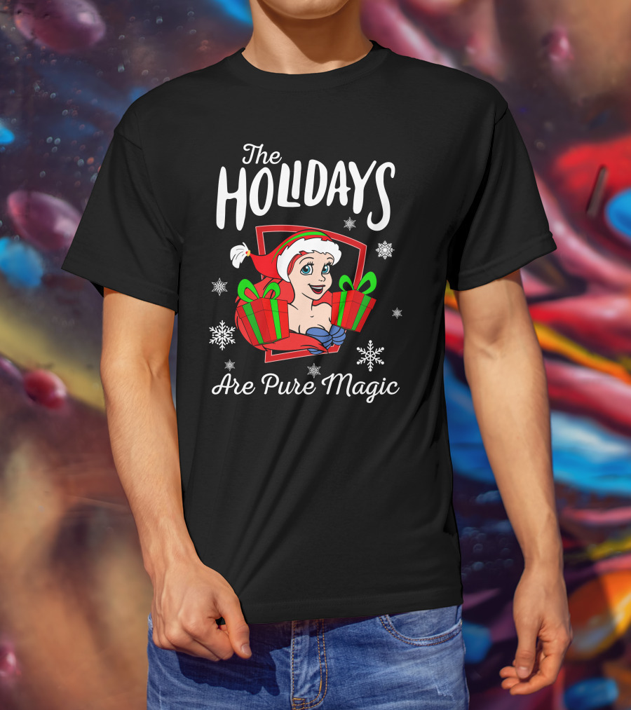 The Holidays Are Pure Magic Snowflakes Presents Santa Hat T-Shirt