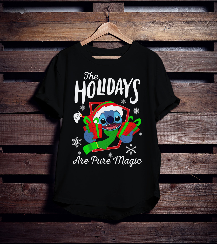 The Holidays Are Pure Magic Stitch Christmas Snowflakes Gifts T-Shirt