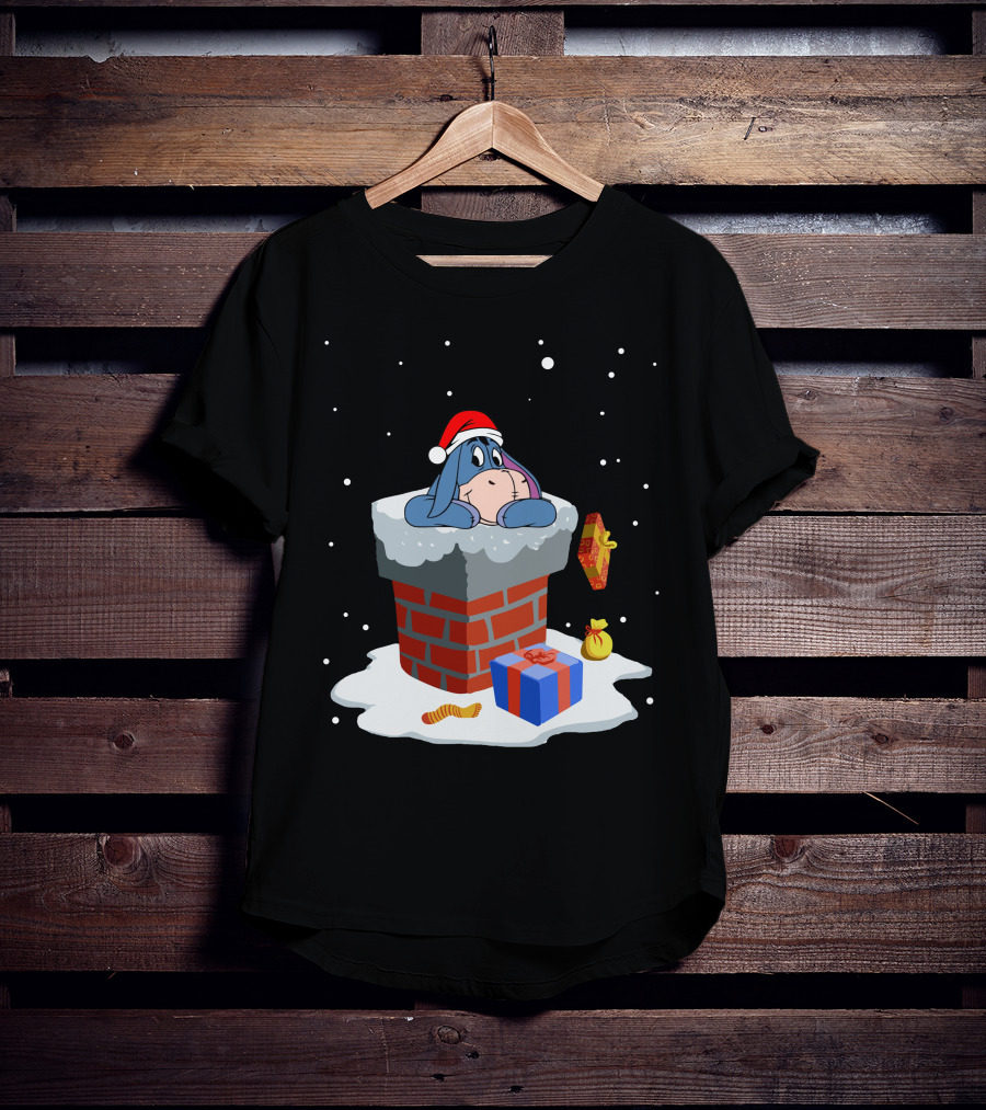 Eeyore Santa Chimney Christmas Gifts Snowflakes T-Shirt