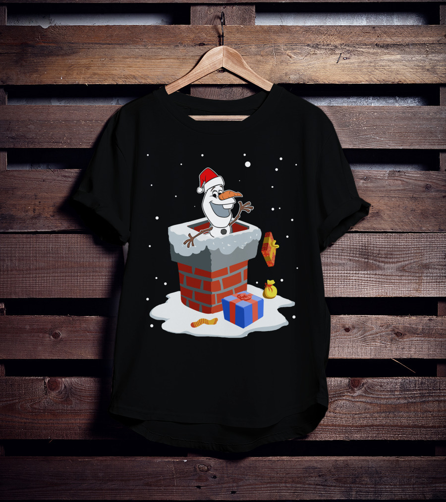 Olaf Santa Chimney Surprise Christmas Snowman T-Shirt