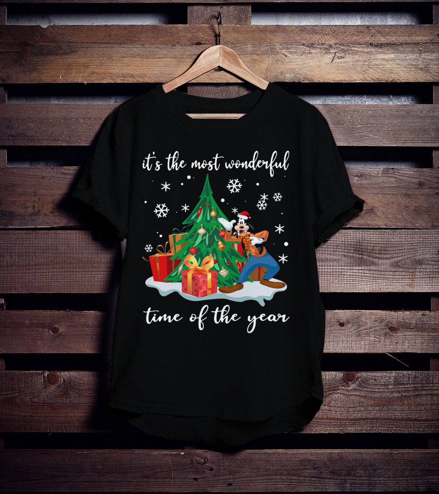 It's The Most Wonderful Time Of The Year Goofy Christmas Tree Snowflakes T-Shirt