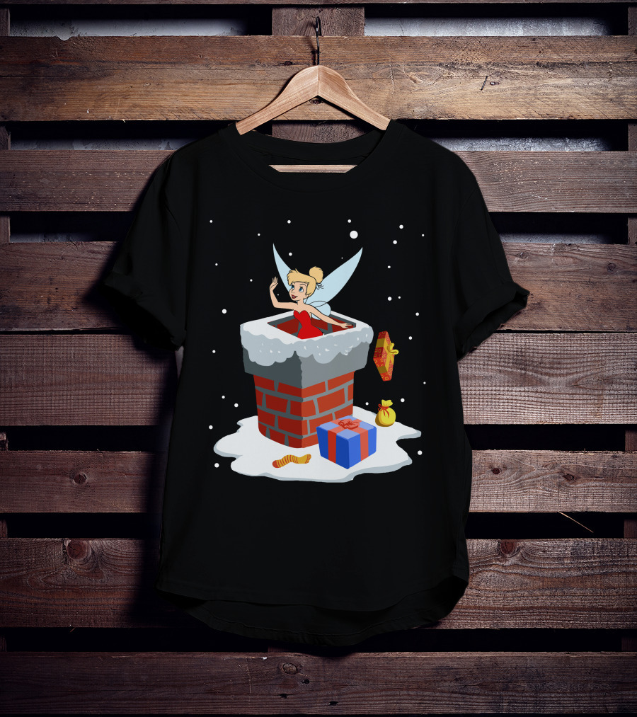 Tinker Bell Christmas Chimney Gifts Snowflakes T-Shirt