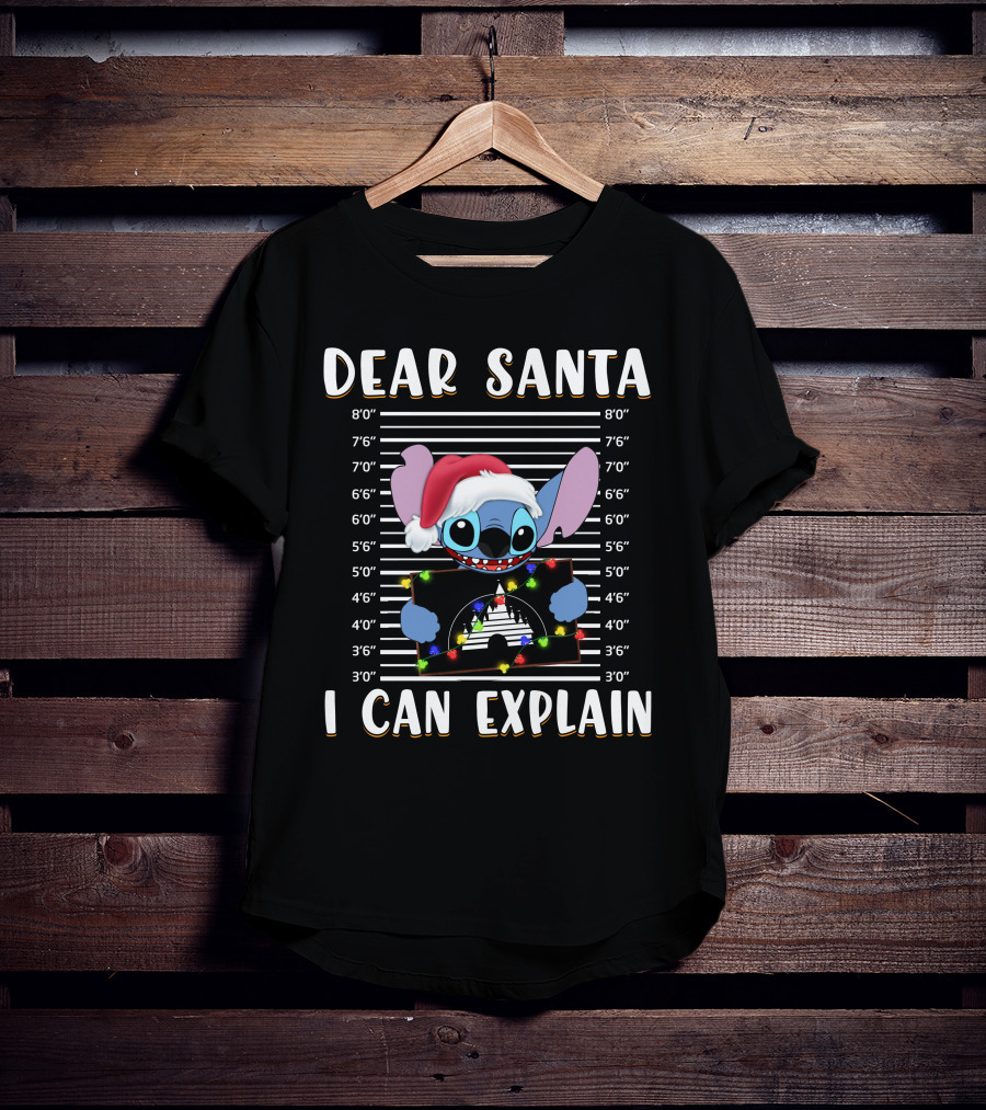 Dear Santa I Can Explain Stitch Christmas Mugshot T-Shirt