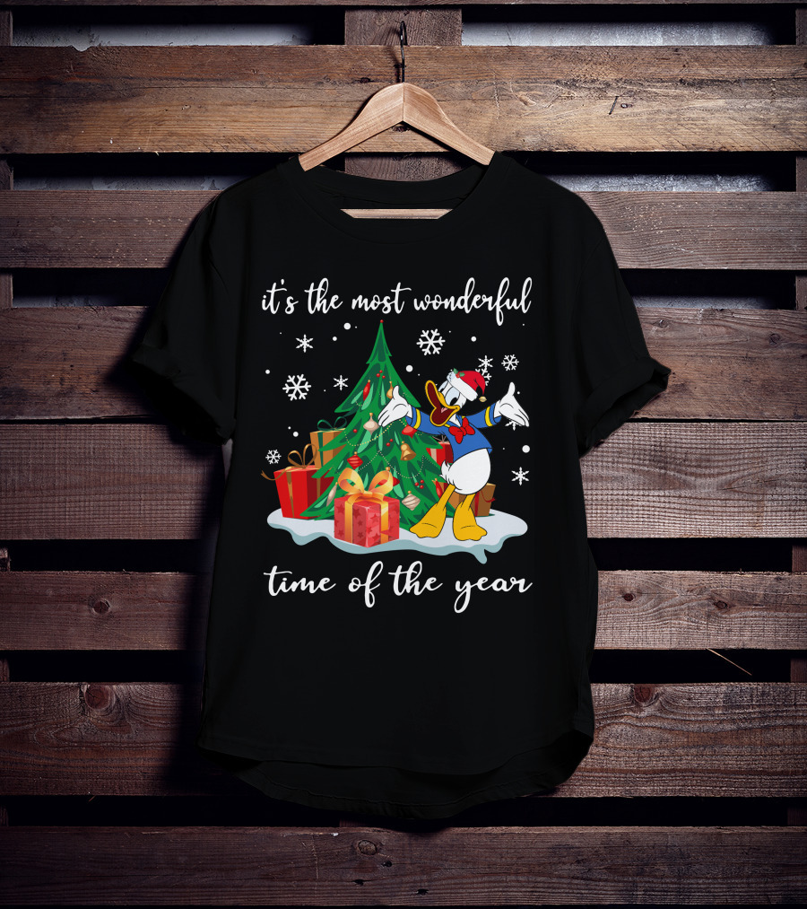 Donald It's The Most Wonderful Time Of The Year Christmas Tree And Gifts T-Shirt