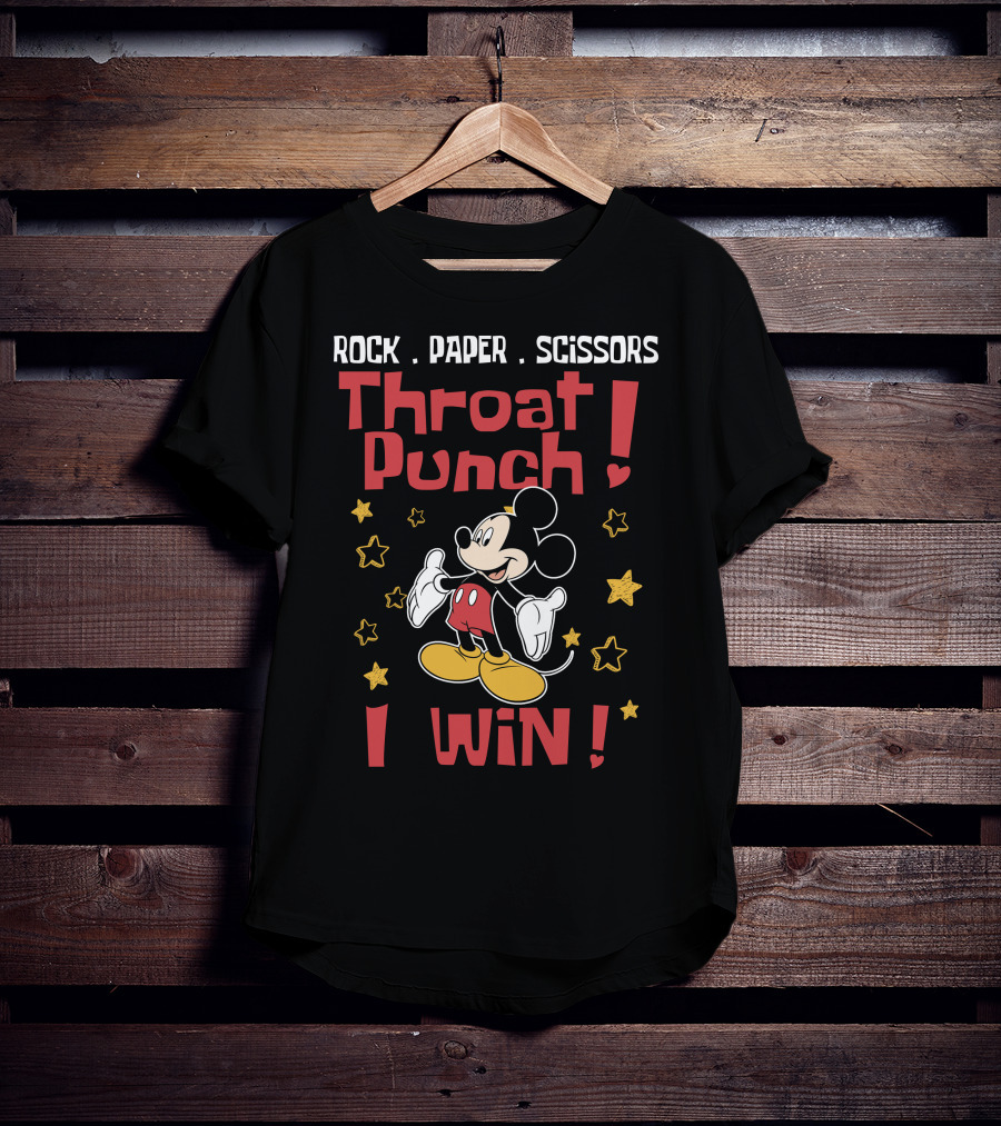 Rock Paper Scissors Throat Punch I Win Mickey T-Shirt