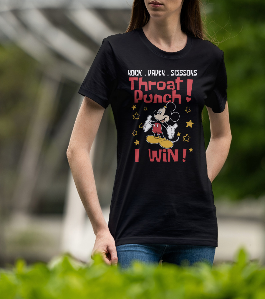 Rock Paper Scissors Throat Punch I Win Mickey T-Shirt