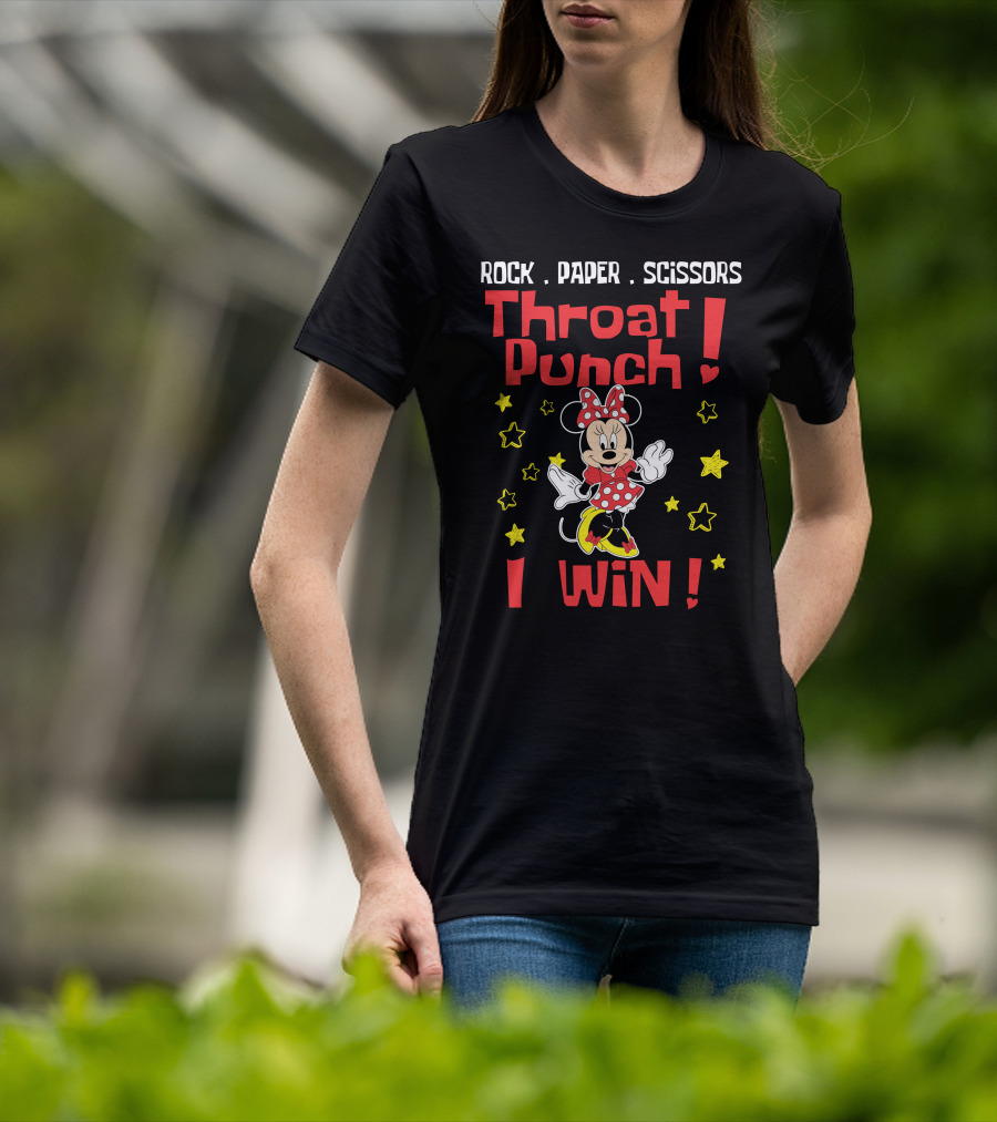 Rock Paper Scissors Throat Punch I Win Minnie Mouse T-Shirt