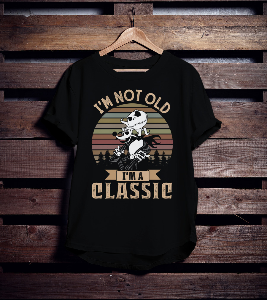 I'M NOT OLD I'M A CLASSIC Jack Skellington Vintage Sunset Forest T-Shirt