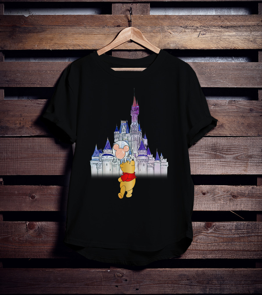Winnie The Pooh Mickey Balloon Disney Castle T-Shirt