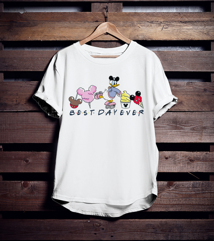 Best Day Ever Disney Donald Roller Skating Mickey Ears Treats T-Shirt