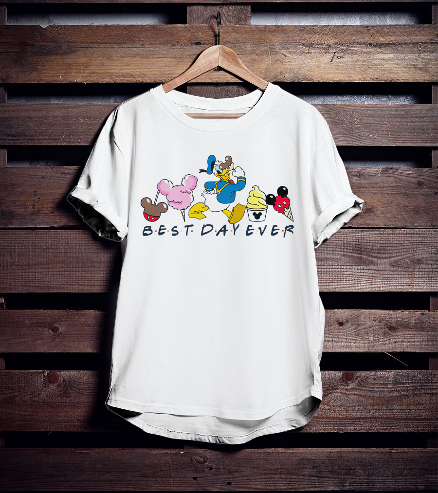 Best Day Ever Donald Duck Cotton Candy Ice Cream Mickey Pretzel T-Shirt