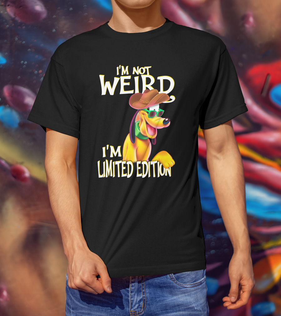 I'm Not Weird I'm Pluto Wearing Cowboy Hat And Sunglasses T-Shirt