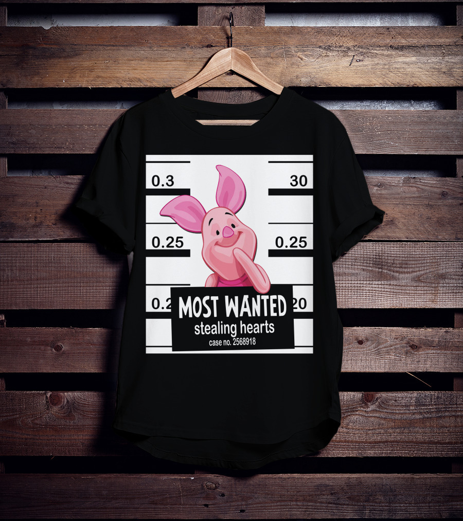 Most Wanted Piglet Stealing Hearts Mugshot Case No. 2568918 T-Shirt