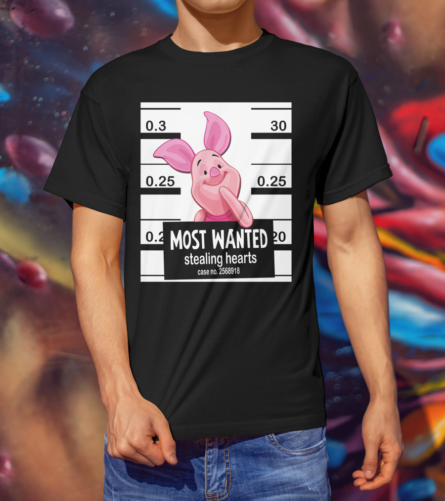Most Wanted Piglet Stealing Hearts Mugshot Case No. 2568918 T-Shirt