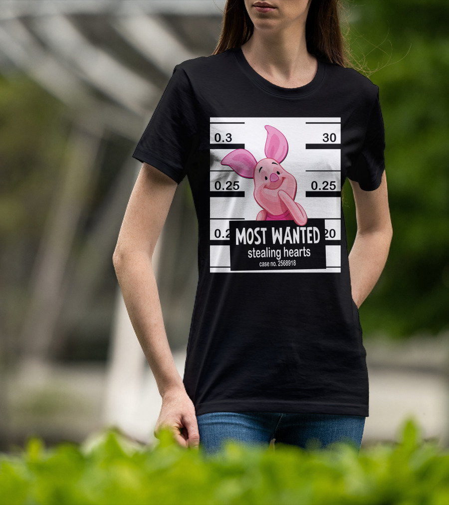 Most Wanted Piglet Stealing Hearts Mugshot Case No. 2568918 T-Shirt