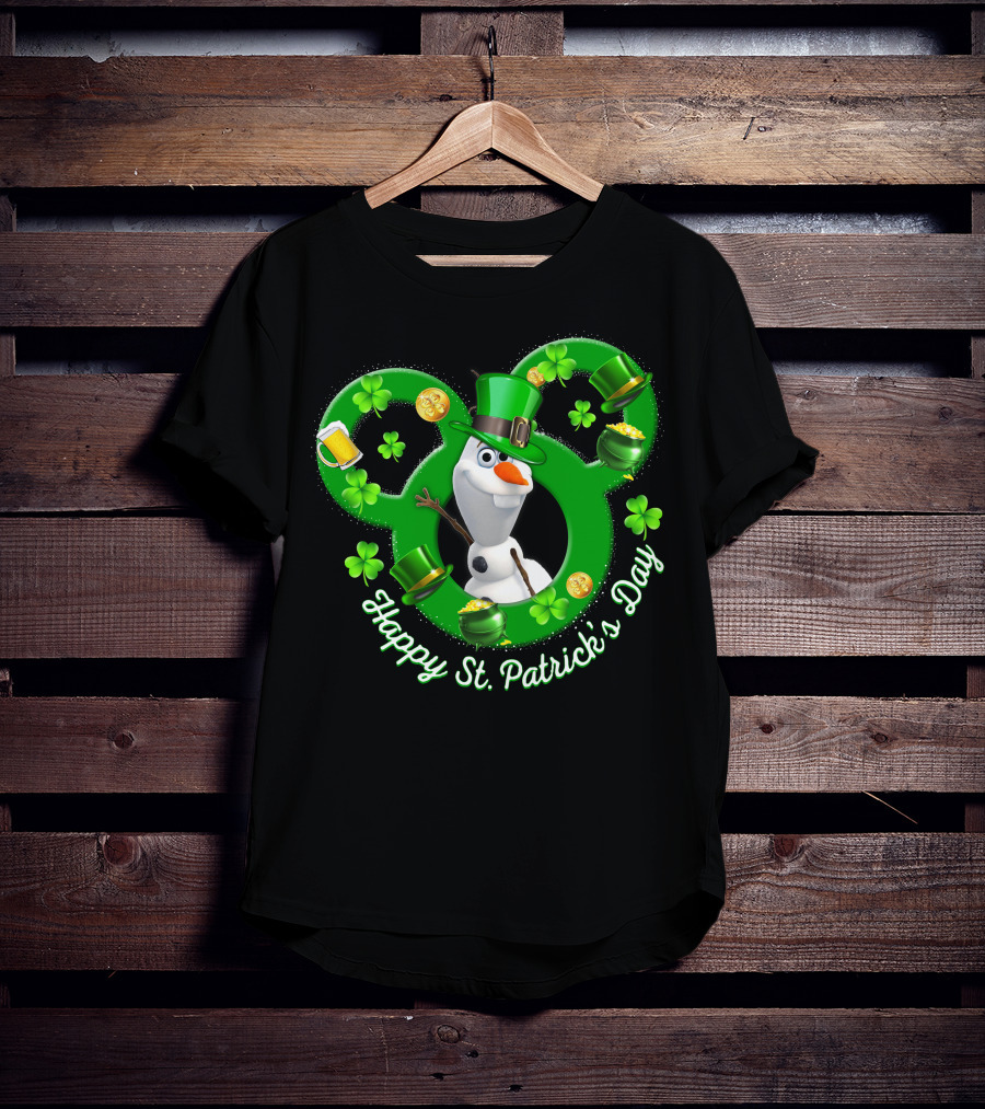 Olaf Happy St. Patrick's Day Mickey Mouse Shamrocks And Hats T-Shirt