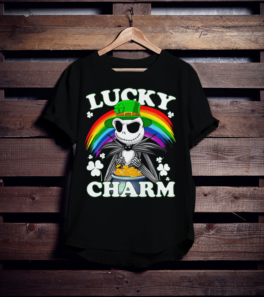 Jack Skellington Lucky Charm Rainbow Leprechaun Hat T-Shirt