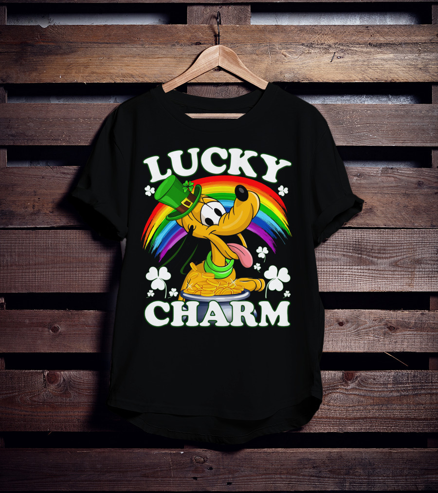 Pluto Lucky Charm Rainbow Coins Shamrock Hat T-Shirt