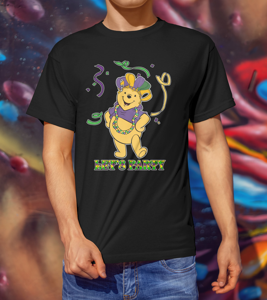 Pooh Let's Party Mardi Gras Celebration T-Shirt
