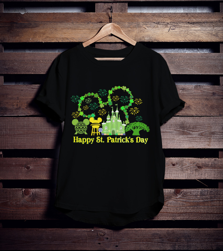 Happy St. Patrick's Day At Disney With Icons And Castles T-Shirt