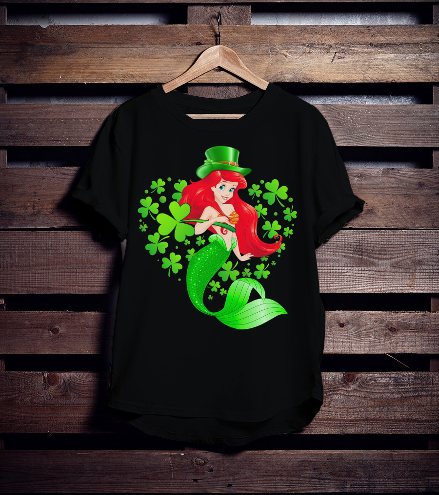 Ariel St. Patrick's Day Clover Mermaid T-Shirt