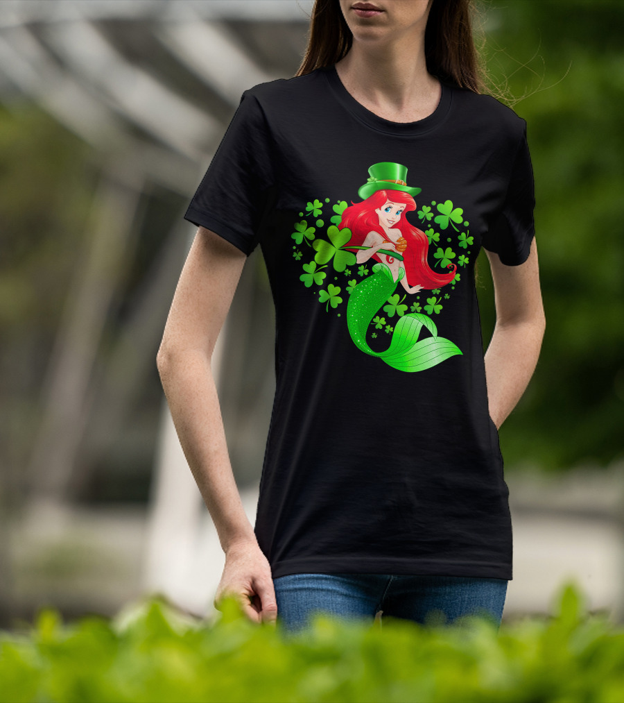Ariel St. Patrick's Day Clover Mermaid T-Shirt
