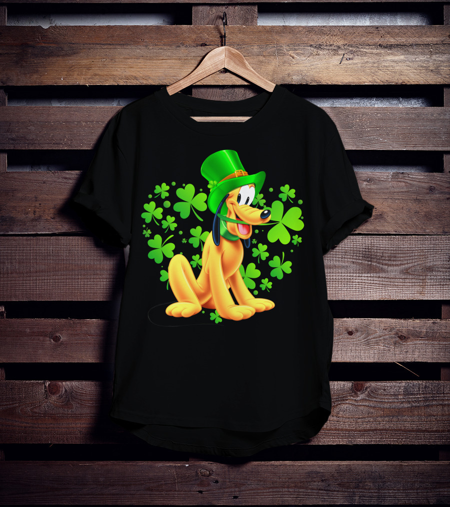 Pluto St. Patrick's Day Celebration With Green Shamrocks And Hat T-Shirt