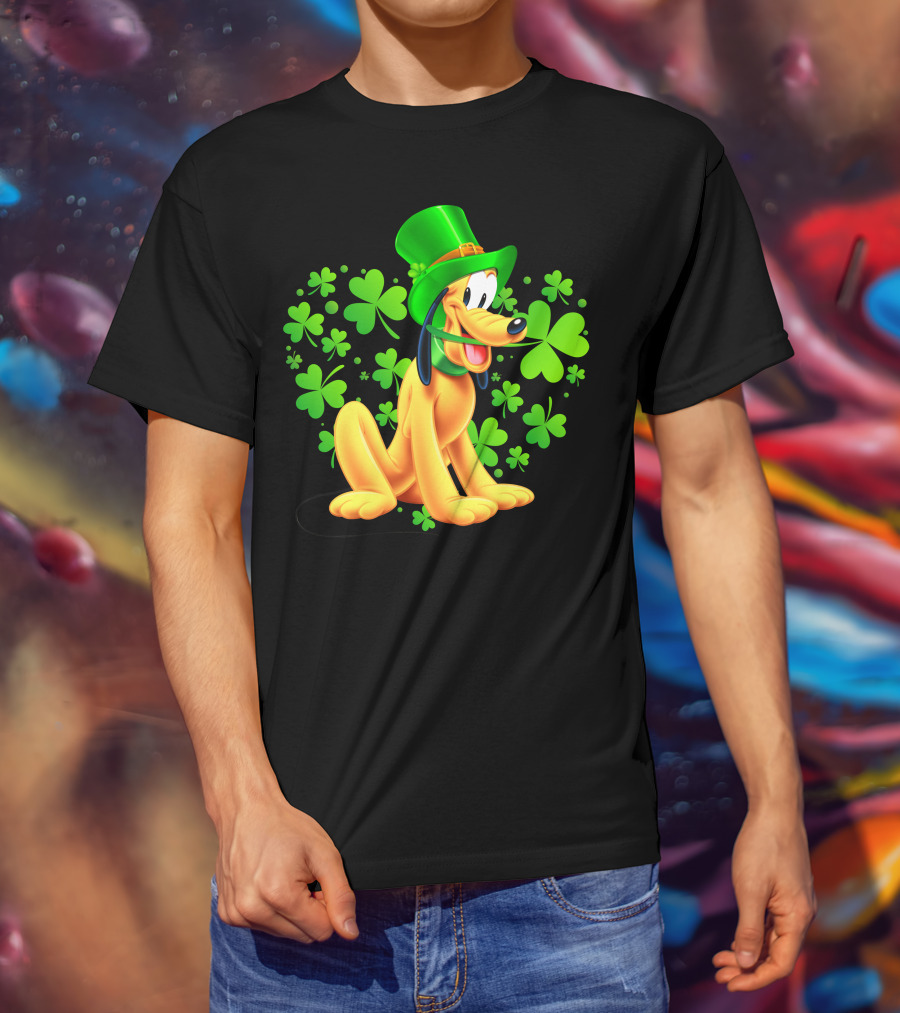 Pluto St. Patrick's Day Celebration With Green Shamrocks And Hat T-Shirt