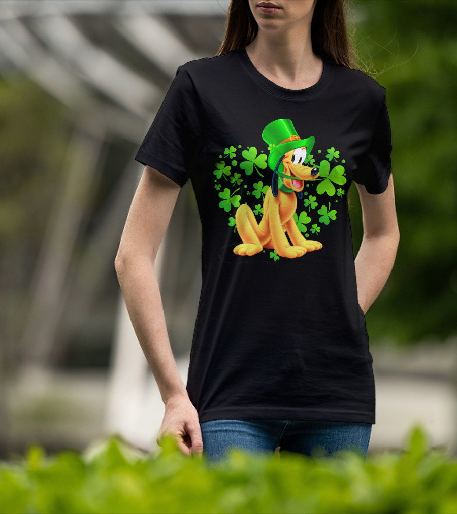 Pluto St. Patrick's Day Celebration With Green Shamrocks And Hat T-Shirt