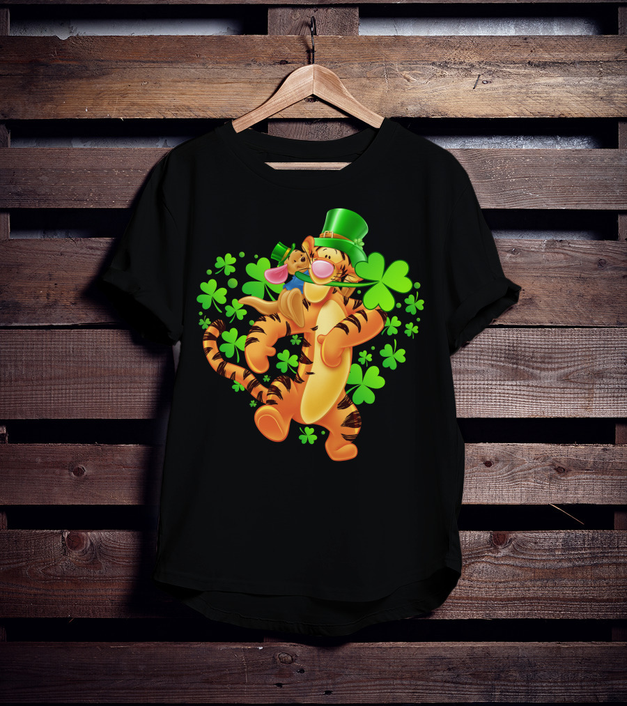 Tigger St. Patrick's Day Shamrocks Cartoon Character T-Shirt