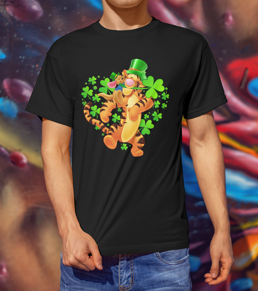 Tigger St. Patrick's Day Shamrocks Cartoon Character T-Shirt