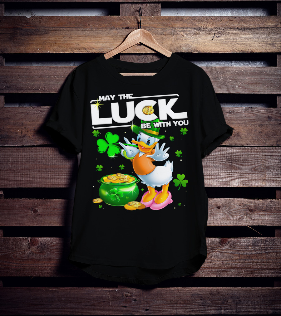May The Luck Be With You Daisy Duck With Shamrocks And Pot Of Gold T-Shirt