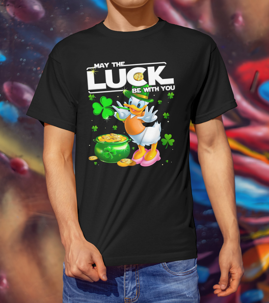 May The Luck Be With You Daisy Duck With Shamrocks And Pot Of Gold T-Shirt