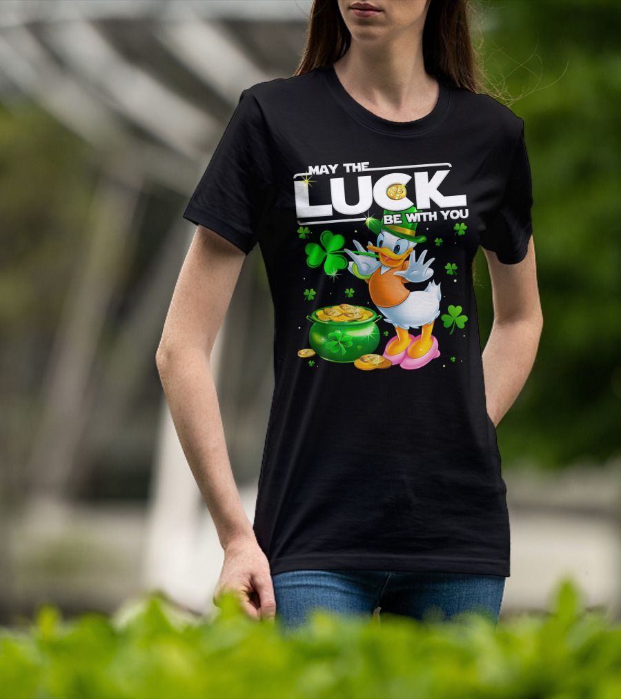 May The Luck Be With You Daisy Duck With Shamrocks And Pot Of Gold T-Shirt
